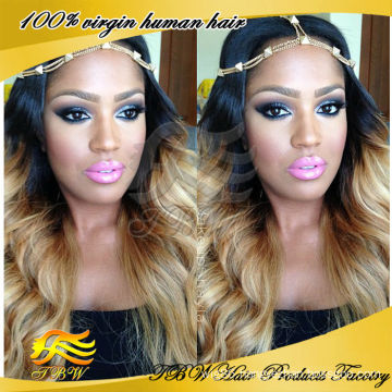 On sale!! two tone u part wig ombre color #1b/27 natural wave virgin malaysian human hair middle u part wigs for sale